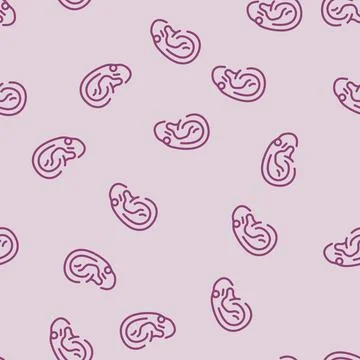Upper lobe piercing earring line vector seamless pattern Stock Illustration