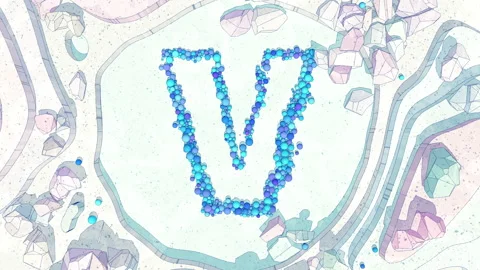 Upper to Lowercase Transform of Letter V in Cartoon Style. Stock Footage 253037543