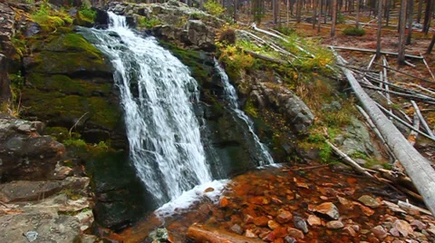 Upper Memorial Falls in Montana Stock Footage 32328339