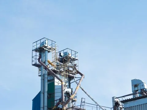 The upper metal part of the complex for processing grain Stock Photos