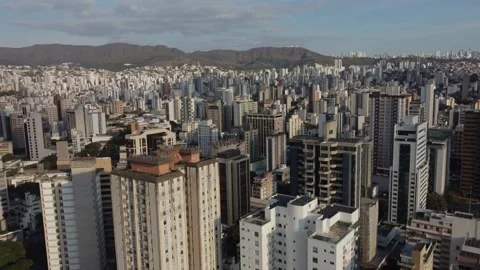 Upper-middle-class high-rises on mountain feet in Latin America|Aerial|Brazil Stock-Footage 154333257