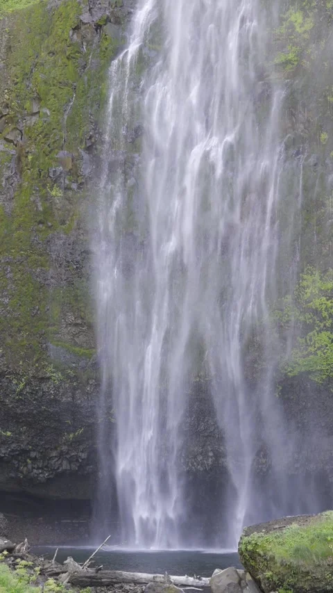 Upper Multnomah Falls Vertical Video Stock Footage 265704389