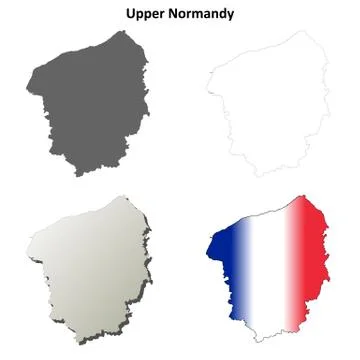 Upper Normandy blank outline map set イラスト素材