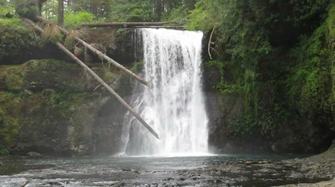 Upper North Falls, Silver Falls State Park, Oregon 30s 720p Stock Footage 35245750