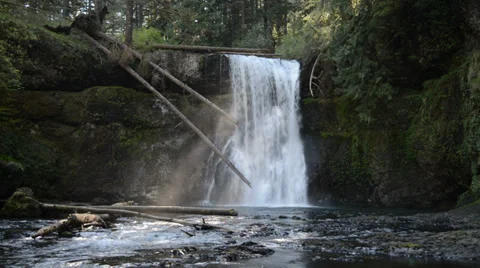 Upper North Falls, Silver Falls State Park, Oregon 42s 1080 Stock Footage 35256174
