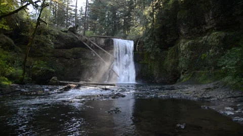 Upper North Falls, Silver Falls State Park, Oregon 36s 1080 Stock Footage 35256248