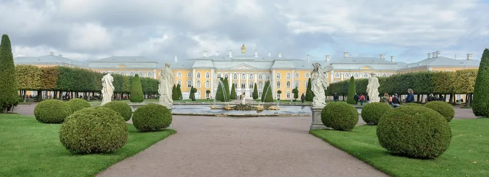 The upper park was created under Tsar Peter I. It is located in Peterhof betw Stock Photos