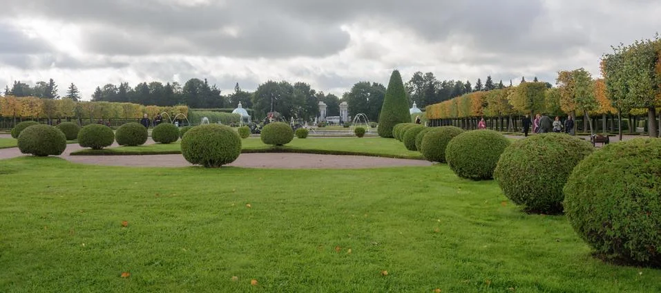 The upper park was created under Tsar Peter I. It is located in Peterhof betw Stock Photos