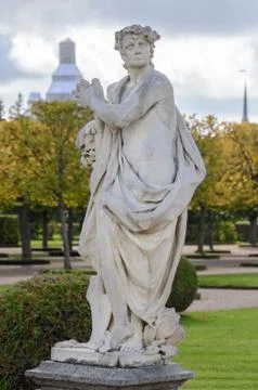 The upper park was created under Tsar Peter I. It is located in Peterhof betw Stock Photos