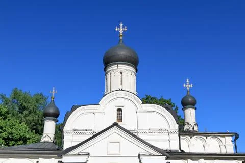Upper part of the Church of the Conception of St. Anne in the center of Moscow Stock Photos