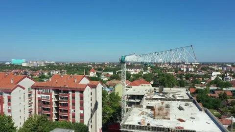 The upper part of construction tower crane, beam made of truss, Stock Footage 297254283
