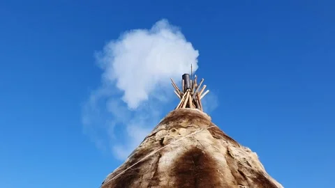 The upper part of the Nenets dwelling made of reindeer skins Stock Footage 150166188