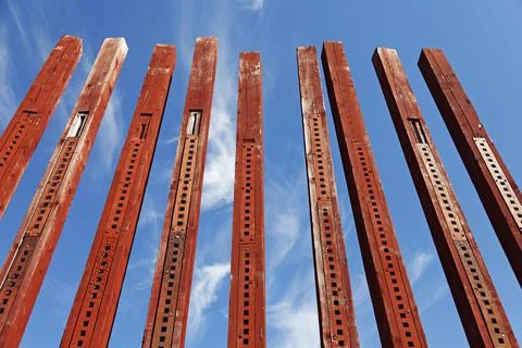 The upper part of an old dam construction Stock Photos