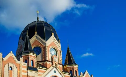 Upper part of the synagogue building Stock Photos
