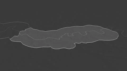Upper River, Gambia. Bilevel elevation map with surface waters Stock Illustration