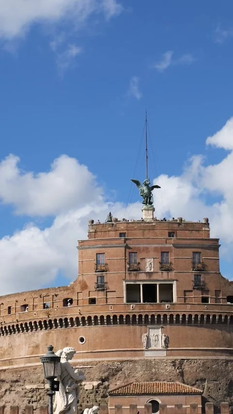 Upper section castel sant'angelo also called mausoleum hadrian highlighted rome 動画素材 321254486