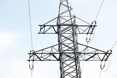 Upper section of electricity pylon Stock Photos