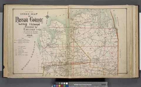 Upper section Index Map of Nassau County Long Island Published by E. Belch... Stock Photos