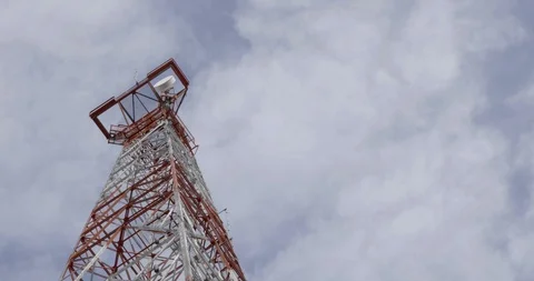Upper Section Of Microwave Tower Low Angle 4K Stock Footage 100483104