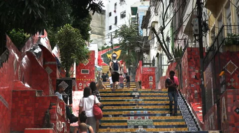 Upper section of selaron steps in rio de janeiro 動画素材 64363804