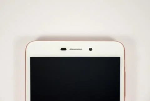The upper side of the mobile phone. Speaker, camera, light sensor and proximi 写真素材
