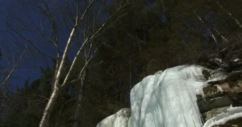 Upper side of small icefall in Algonquin Park, Canada Stock Footage 49083844