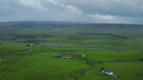 Upper Teesdale and River Tees from a drone, Forest-in-Teesdale, County Durham Stock Footage 277669700