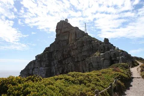 Upper tower of the lighthouse on the rock of the Cape of Good Hope. Stock Photos