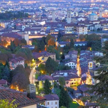 Upper town of Bergamo Stock Photos