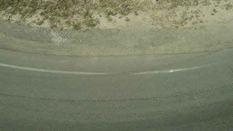 Upper View Auto Drives along Road LED Street Light Stands near Stock Footage