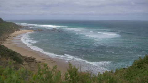 Upper View on Beautiful Landscape Beach on South Coast, Australia Stock-Footage 131363620