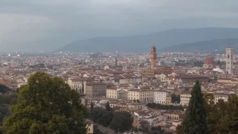 Upper View of Florence Cathedral and Downtown, Landscape Video stock 148257107
