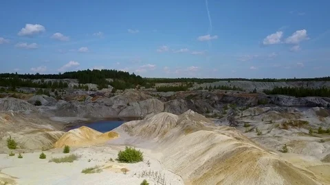 Upper view high brown slope and rare plants nearby 스톡 동영상 94365471