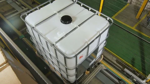 Upper View Intermediate Bulk Container Transported Stock Footage 79624728