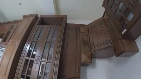 The upper view of a kitchen cabinet Stock-Footage 97267743