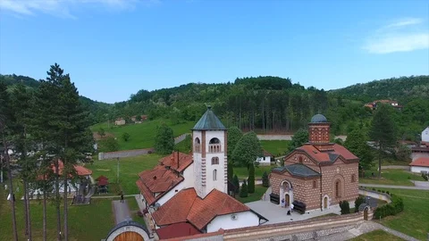 Upper view male orthodox monastery in Lelic village Stock-Footage 101780366