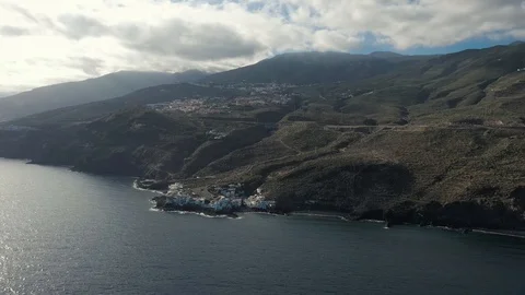 Upper view mountains and tourist city near tranquil ocean Stock Footage 101964158