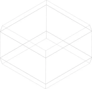 Upper View Transparent Wireframe Square With Black Outline Stock Illustration