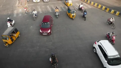 Upper view of vehicles running on a road, footage of vehicles on road Stock Footage 147685330