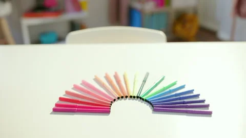 Upper view of white table at school child room in sunny day Vídeo Stock 161752696
