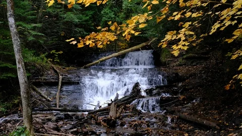 Upper Wagner Falls, Munising, Michigan Stock Footage 97082359