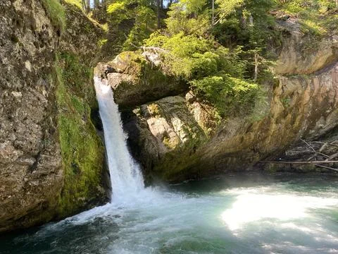 The upper waterfall Giessenfall (Der Obere Giessenfall oder Ober Giessenfall) Stock Photos