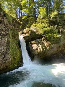 The upper waterfall Giessenfall (Der Obere Giessenfall oder Ober Giessenfall) Stock Photos