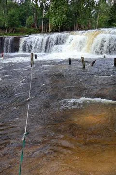 Upper Waterfall Tier and River Rapids at Phnom Kulen, Cambodia Stock Photos