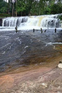 Upper Waterfall Tier and River Rapids at Phnom Kulen, Cambodia Stock Photos
