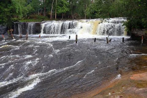 Upper Waterfall Tier and River Rapids at Phnom Kulen, Cambodia Stock Photos