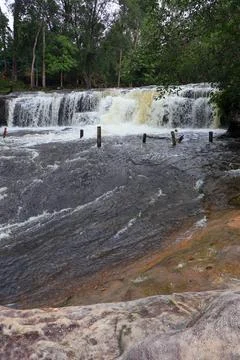Upper Waterfall Tier and River Rapids at Phnom Kulen, Cambodia Stock Photos