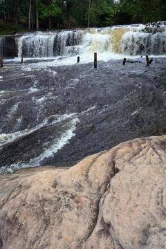 Upper Waterfall Tier and River Rapids at Phnom Kulen, Cambodia Stock Photos