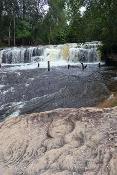 Upper Waterfall Tier and River Rapids at Phnom Kulen, Cambodia Stock Photos