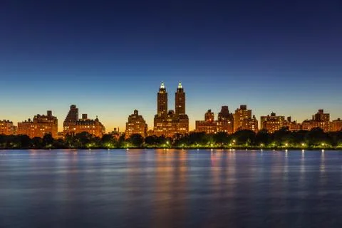 Upper West Side and Central Park at twilight New York City Stock Photos